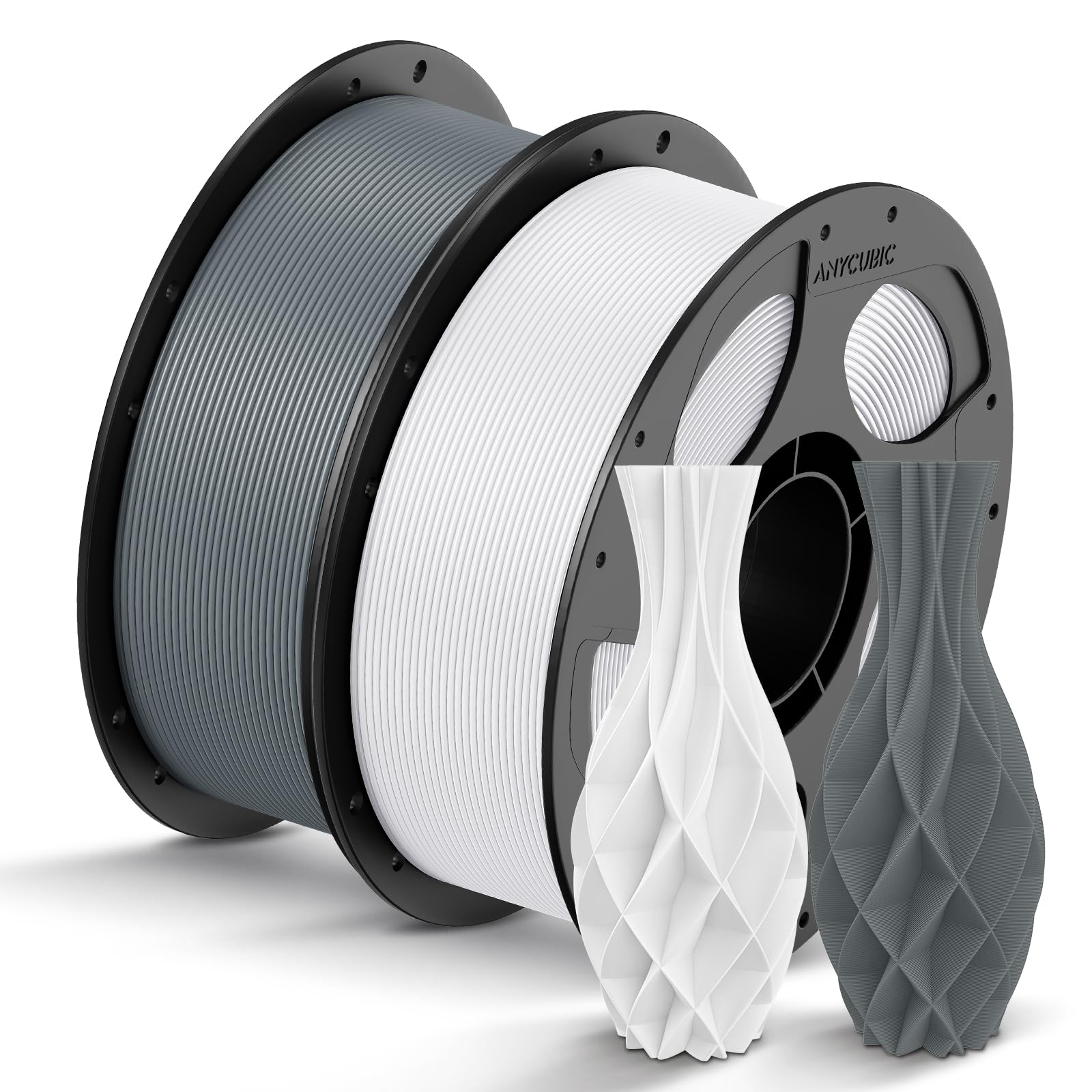 ANYCUBIC PLA Filament 1.75mm Bundle, 3D Printing PLA Filament 1.75mm Dimensional Accuracy +/- 0.02mm, 1KG Reusable Spool (2.2 lbs), 4KG Black + White + Blue + Red
