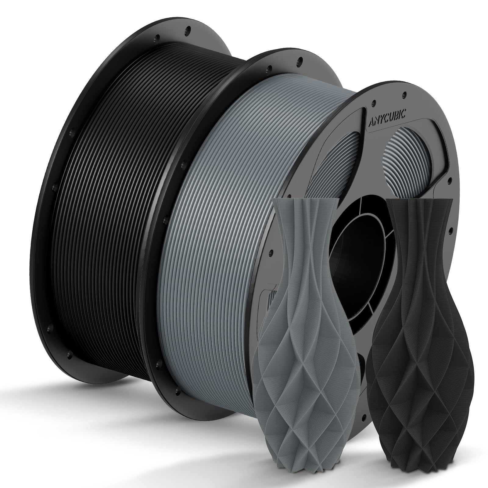 ANYCUBIC PLA Filament 1.75mm Bundle, 3D Printing PLA Filament 1.75mm Dimensional Accuracy +/- 0.02mm, 1KG Reusable Spool (2.2 lbs), 4KG Black + White + Blue + Red