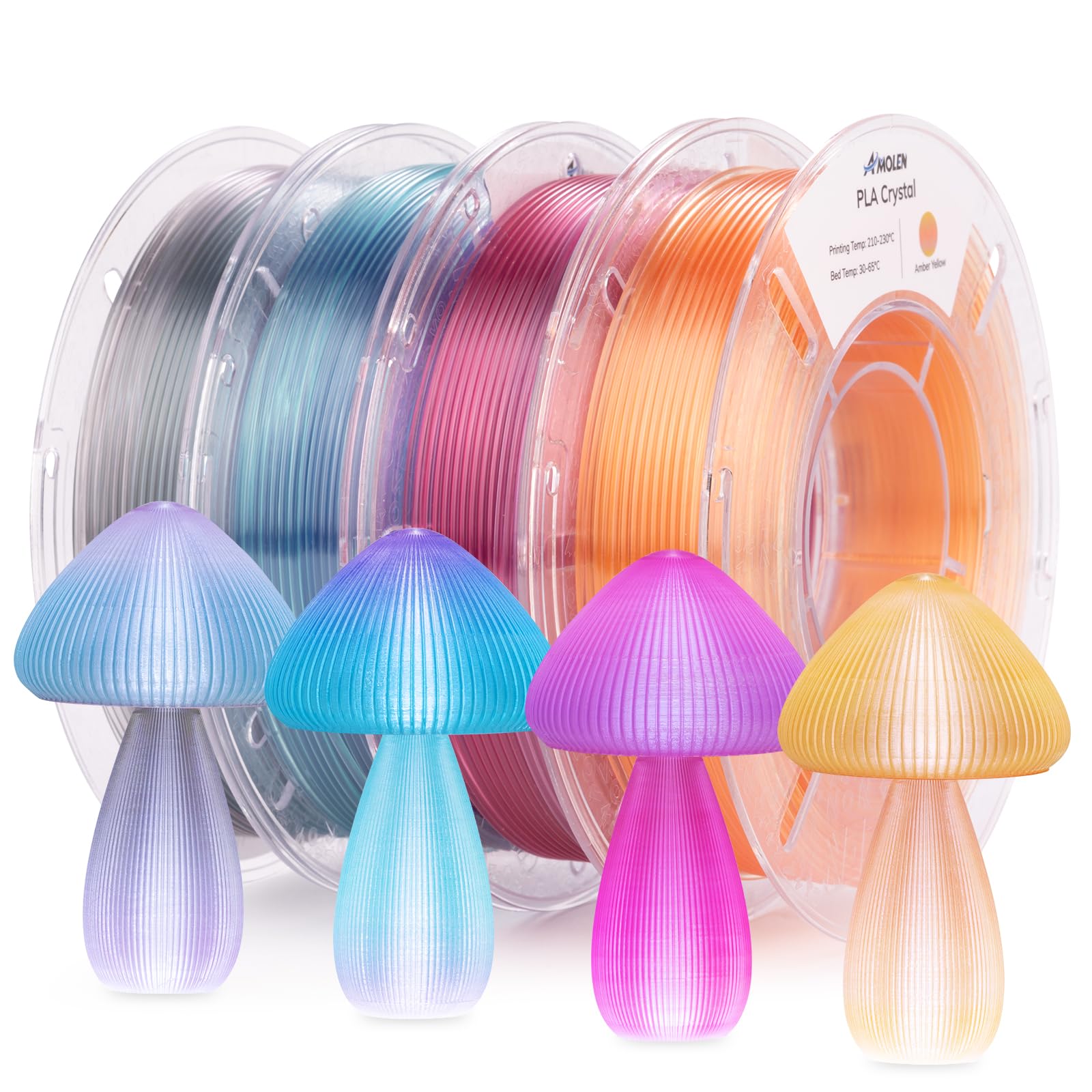 AMOLEN Silk PLA 3D Printer Filament Bundle, Shiny Dual Color Filament 1.75mm Pack, Multi Color Change 3D Printing Filament for Most FDM 3D Printer, 4 Spools 200g Each