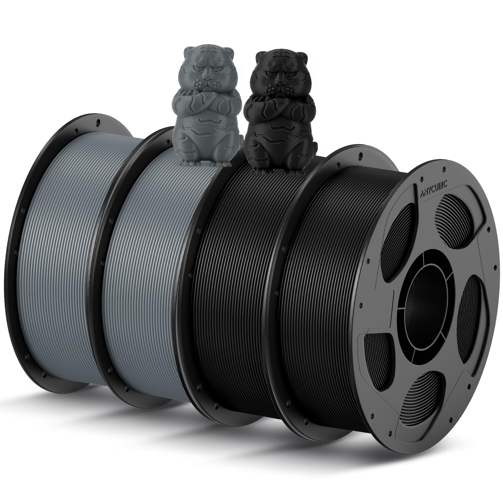 ANYCUBIC PLA Filament 1.75mm Bundle, 3D Printing PLA Filament 1.75mm Dimensional Accuracy +/- 0.02mm, 1KG Reusable Spool (2.2 lbs), 4KG Black + White + Blue + Red