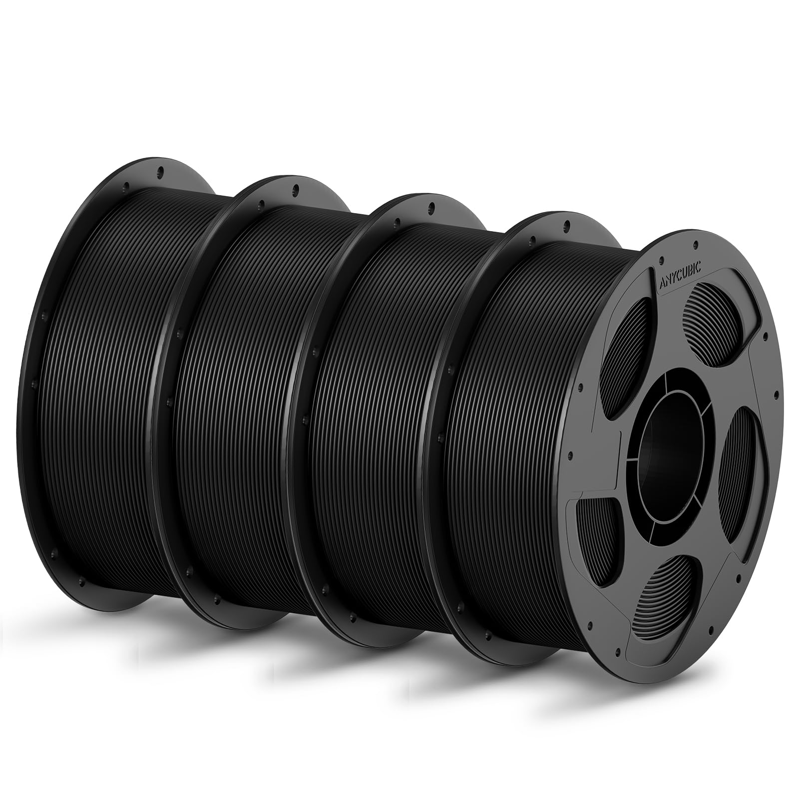 ANYCUBIC PLA Filament 1.75mm Bundle, 3D Printing PLA Filament 1.75mm Dimensional Accuracy +/- 0.02mm, 1KG Reusable Spool (2.2 lbs), 4KG Black + White + Blue + Red