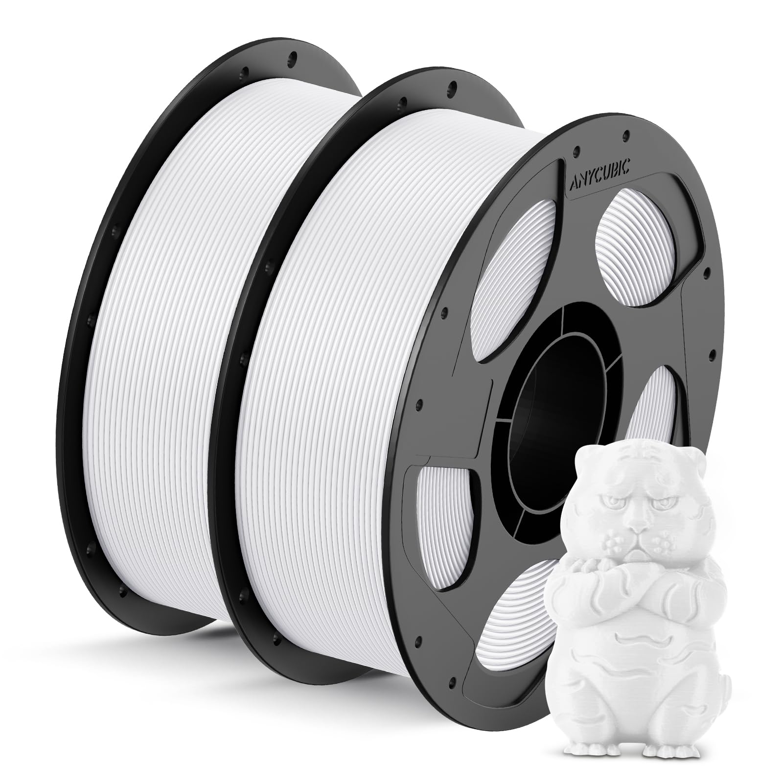 ANYCUBIC PLA Filament 1.75mm Bundle, 3D Printing PLA Filament 1.75mm Dimensional Accuracy +/- 0.02mm, 1KG Reusable Spool (2.2 lbs), 4KG Black + White + Blue + Red