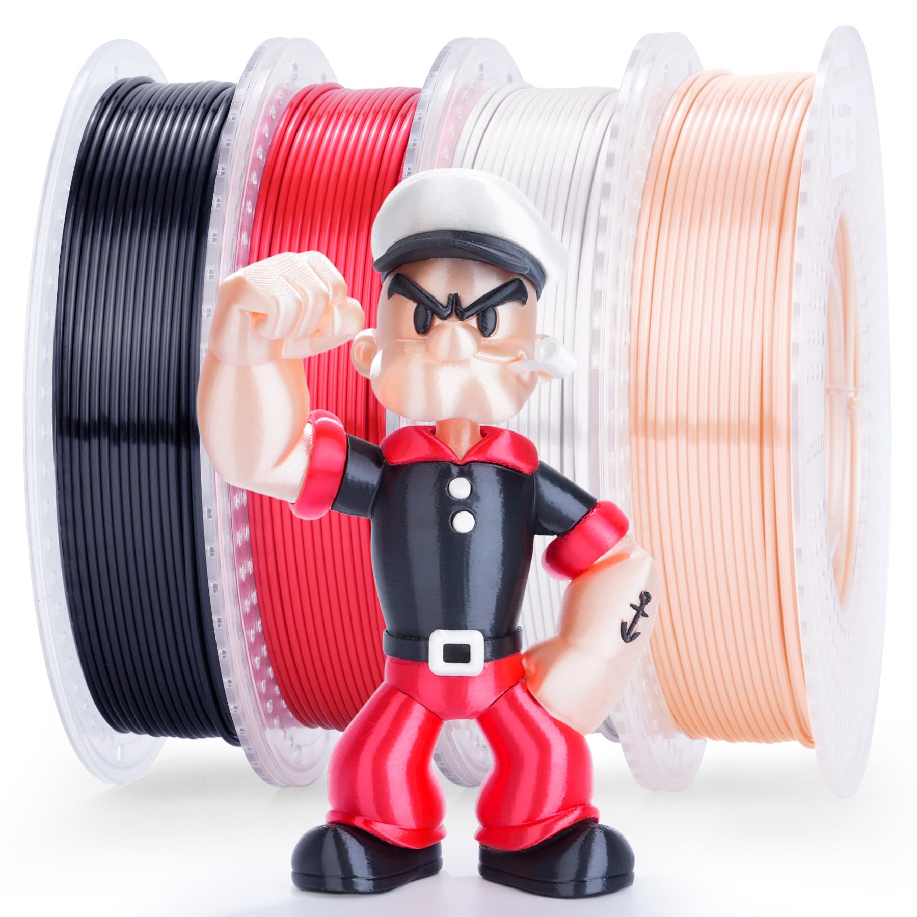 AMOLEN Silk PLA 3D Printer Filament Bundle, Shiny Dual Color Filament 1.75mm Pack, Multi Color Change 3D Printing Filament for Most FDM 3D Printer, 4 Spools 200g Each