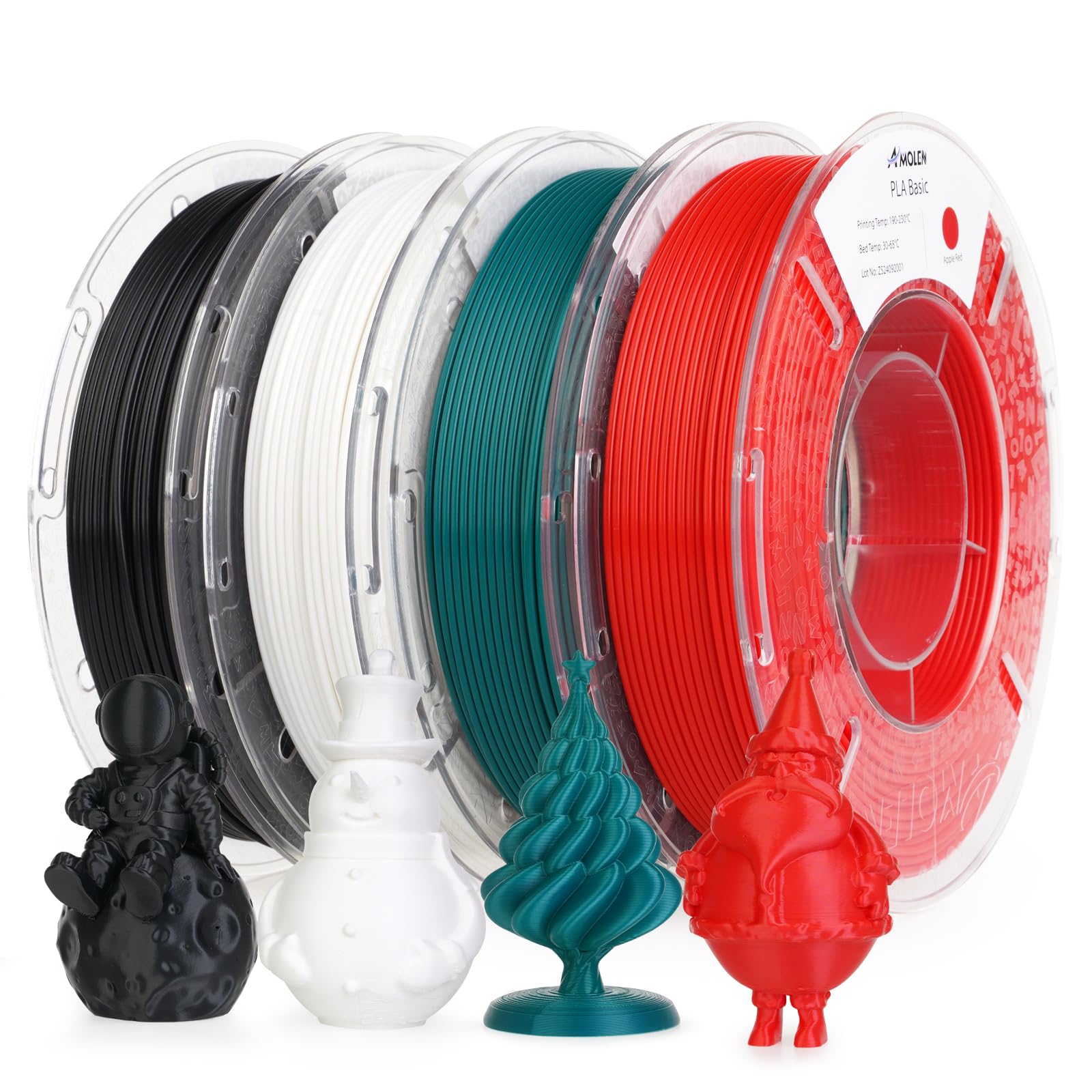 AMOLEN Silk PLA 3D Printer Filament Bundle, Shiny Dual Color Filament 1.75mm Pack, Multi Color Change 3D Printing Filament for Most FDM 3D Printer, 4 Spools 200g Each