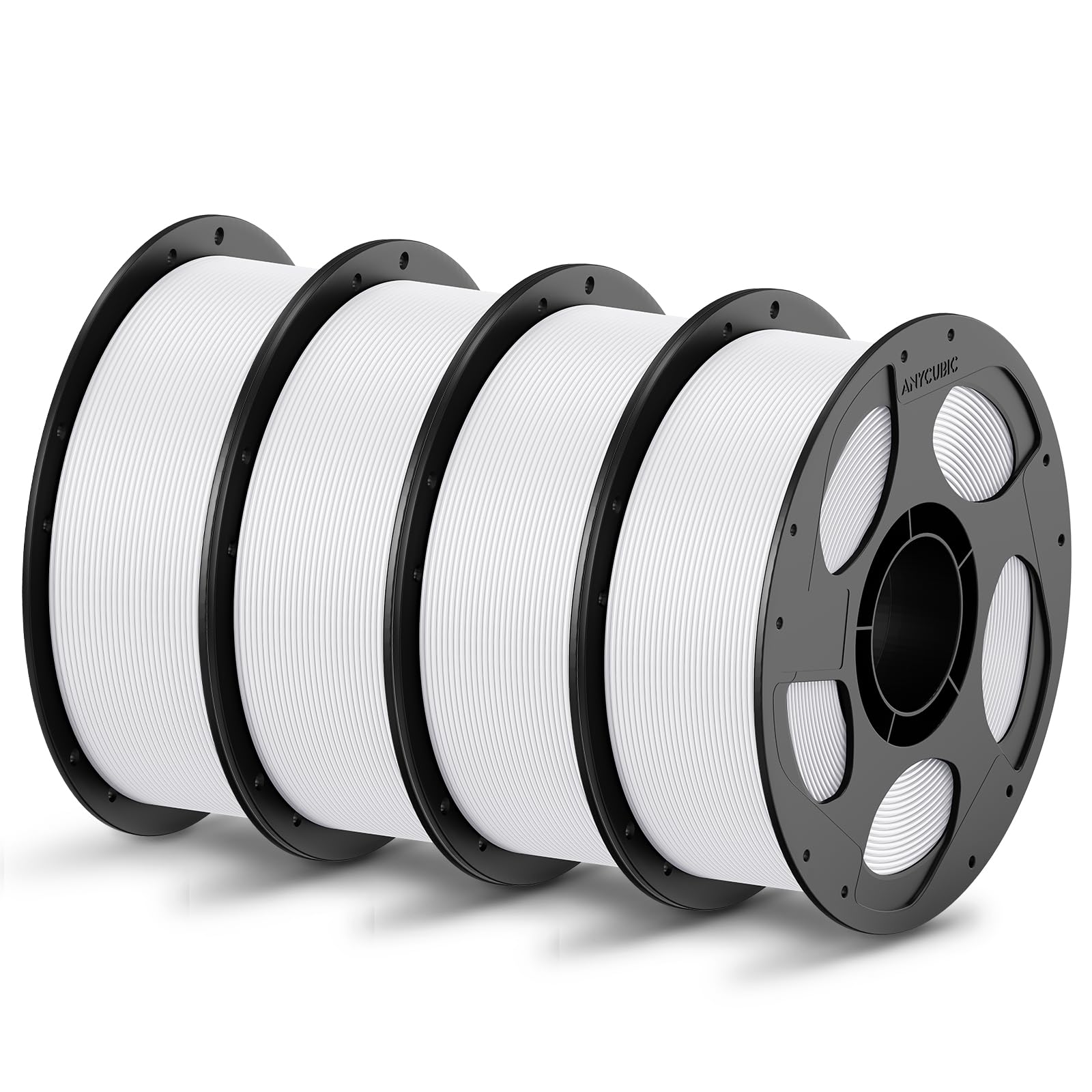 ANYCUBIC PLA Filament 1.75mm Bundle, 3D Printing PLA Filament 1.75mm Dimensional Accuracy +/- 0.02mm, 1KG Reusable Spool (2.2 lbs), 4KG Black + White + Blue + Red