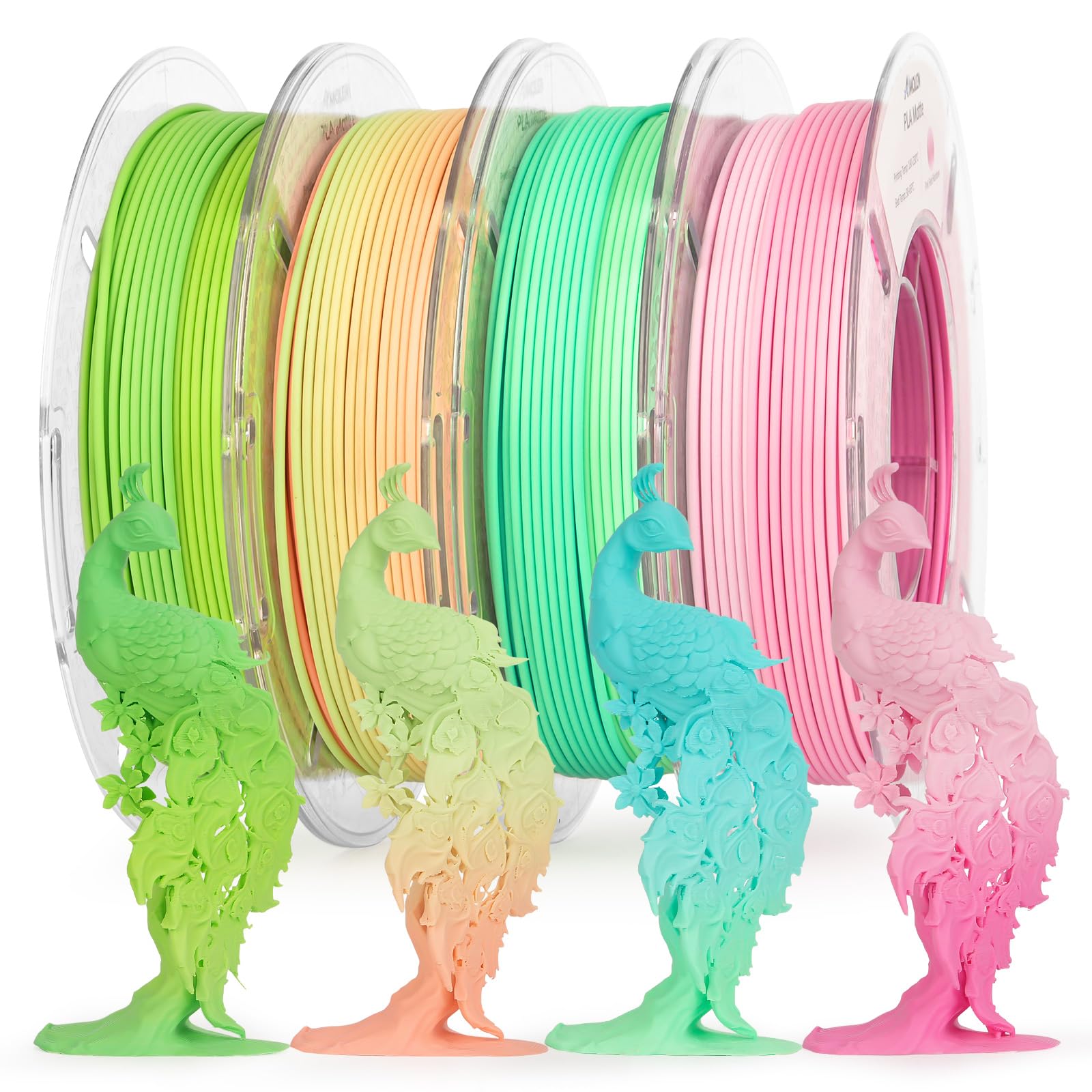 AMOLEN Silk PLA 3D Printer Filament Bundle, Shiny Dual Color Filament 1.75mm Pack, Multi Color Change 3D Printing Filament for Most FDM 3D Printer, 4 Spools 200g Each