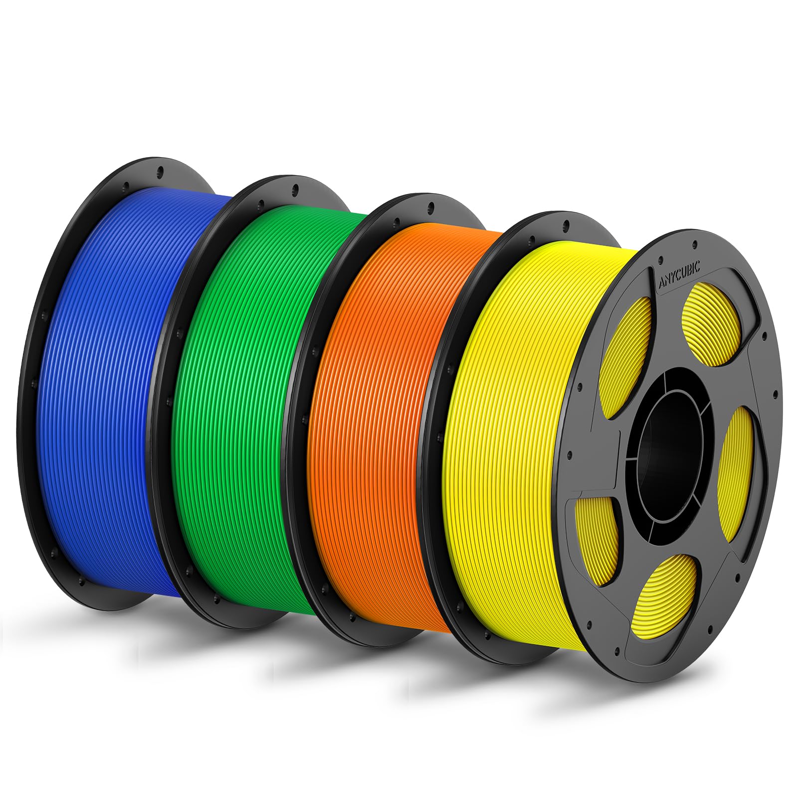 ANYCUBIC PLA Filament 1.75mm Bundle, 3D Printing PLA Filament 1.75mm Dimensional Accuracy +/- 0.02mm, 1KG Reusable Spool (2.2 lbs), 4KG Black + White + Blue + Red