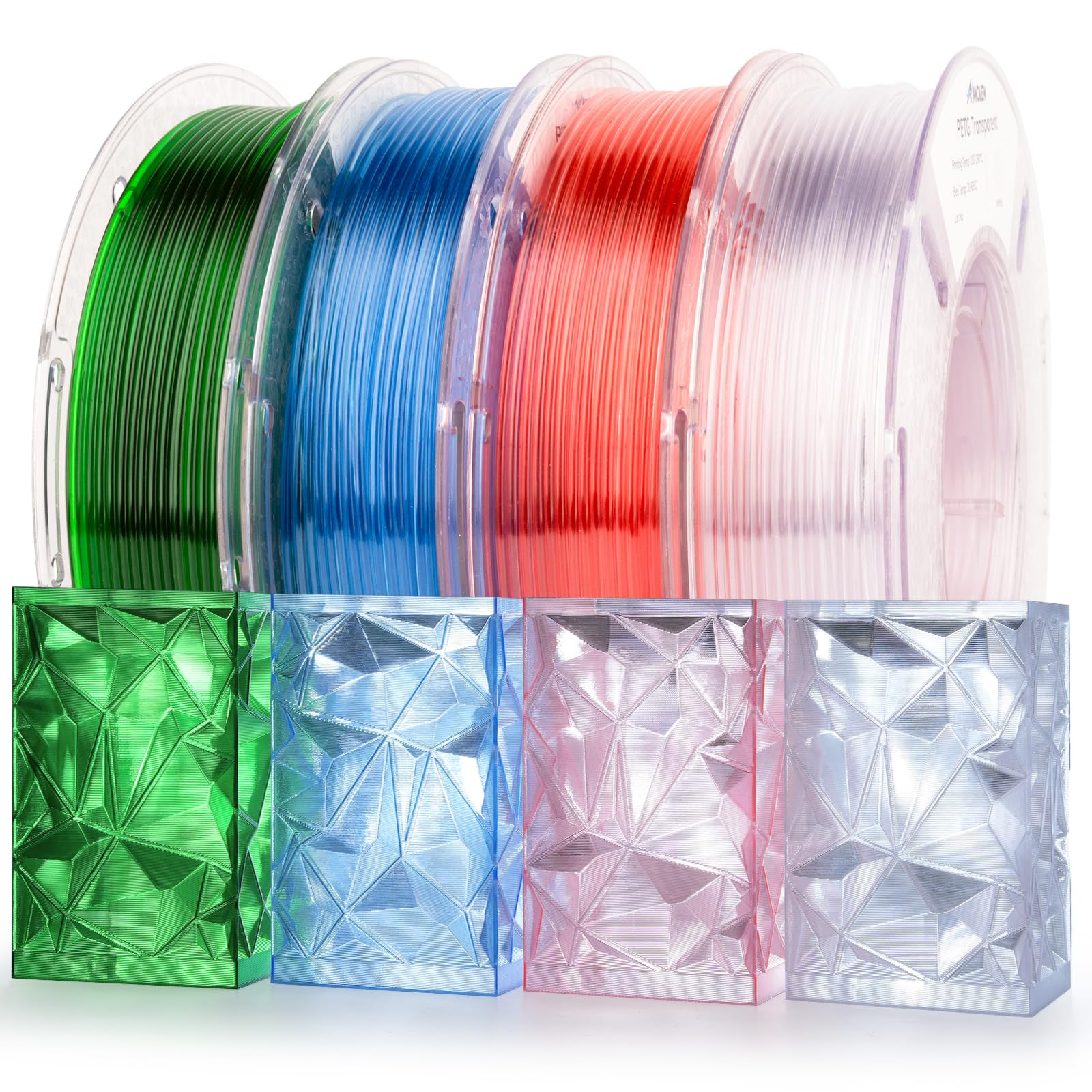 AMOLEN Silk PLA 3D Printer Filament Bundle, Shiny Dual Color Filament 1.75mm Pack, Multi Color Change 3D Printing Filament for Most FDM 3D Printer, 4 Spools 200g Each