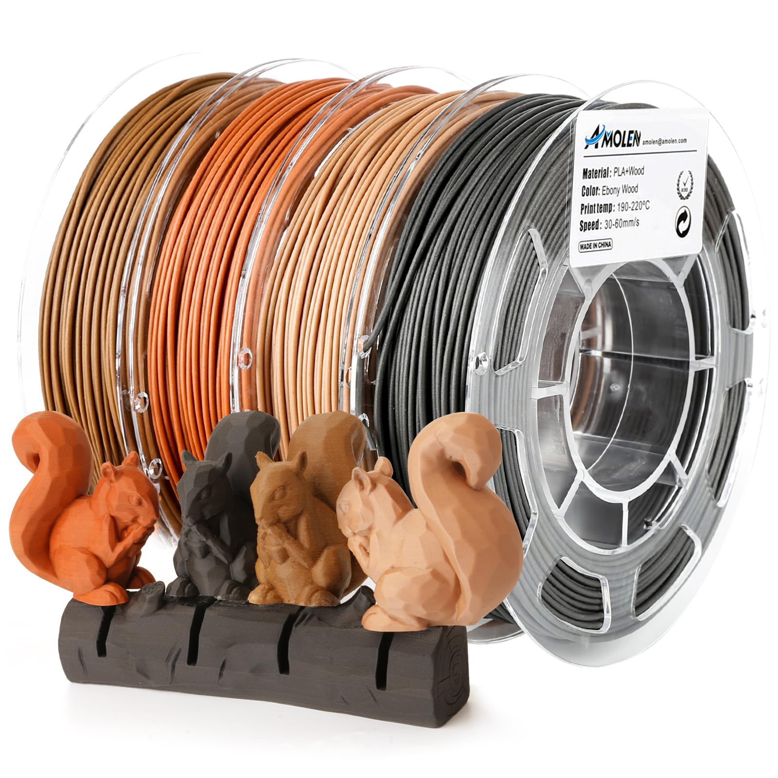 AMOLEN Silk PLA 3D Printer Filament Bundle, Shiny Dual Color Filament 1.75mm Pack, Multi Color Change 3D Printing Filament for Most FDM 3D Printer, 4 Spools 200g Each