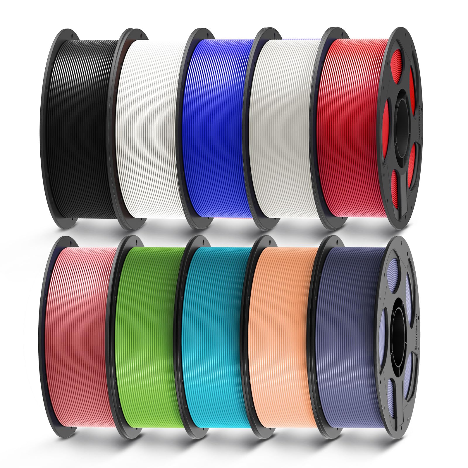 ANYCUBIC PLA Filament 1.75mm Bundle, 3D Printing PLA Filament 1.75mm Dimensional Accuracy +/- 0.02mm, 1KG Reusable Spool (2.2 lbs), 4KG Black + White + Blue + Red
