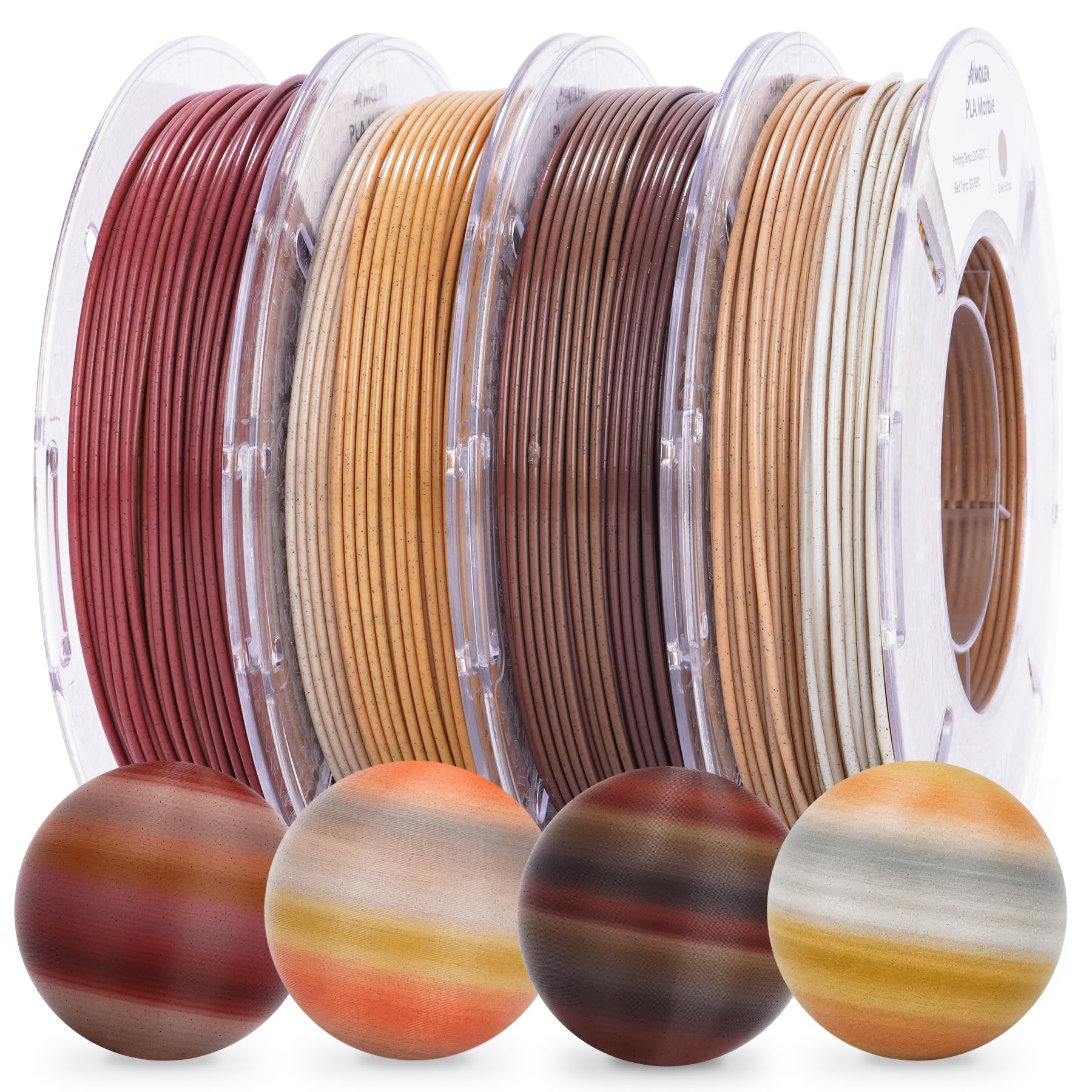 AMOLEN Silk PLA 3D Printer Filament Bundle, Shiny Dual Color Filament 1.75mm Pack, Multi Color Change 3D Printing Filament for Most FDM 3D Printer, 4 Spools 200g Each